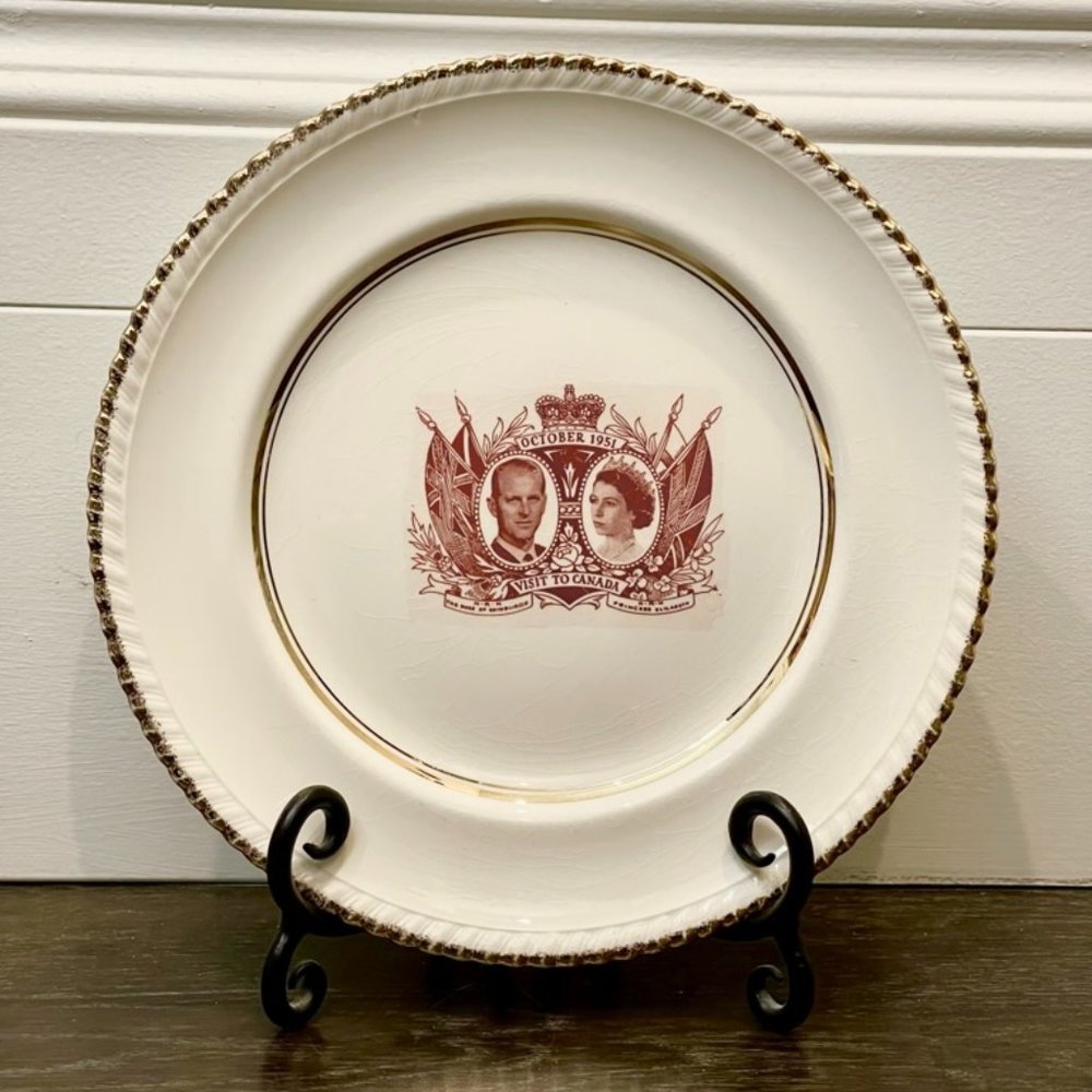 Cassidian 22K Gold Commemorative Plate Duke of Edinburgh and Princess Elizabeth